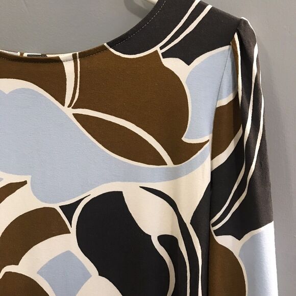 Ann Taylor Womens Size S small Long Sleeve Top Colorful Blouse Retro Print Blue - Picture 2 of 4